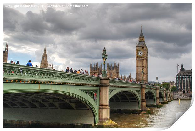 Westminster bridge Print by Chris Day