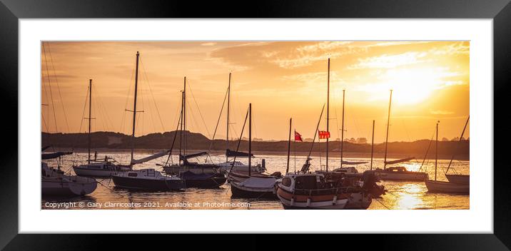 Boats in Beadnell Bay Framed Mounted Print by Gary Clarricoates