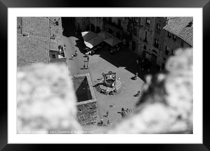 Looking down on San Gimignano Framed Mounted Print by Nick Hirst