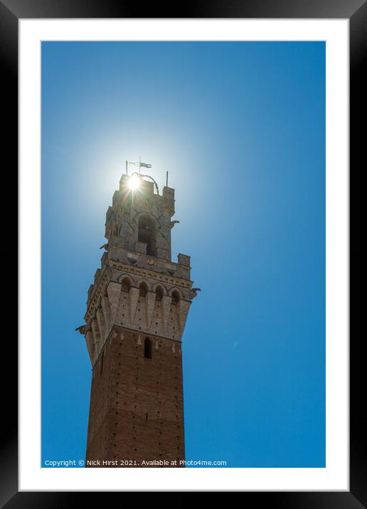 Backlit Siena Tower Framed Mounted Print by Nick Hirst