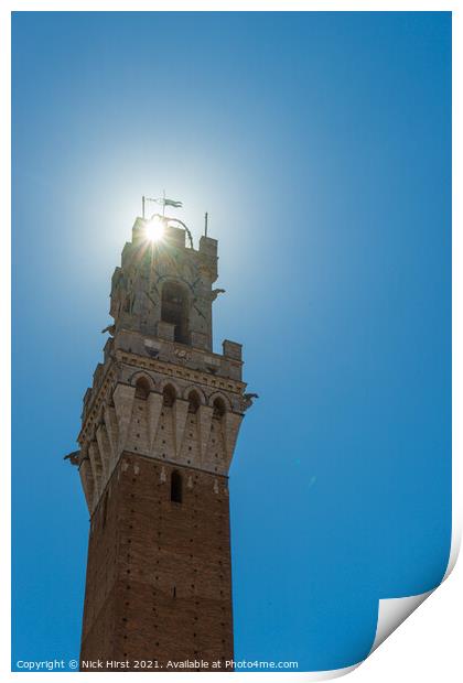 Backlit Siena Tower Print by Nick Hirst