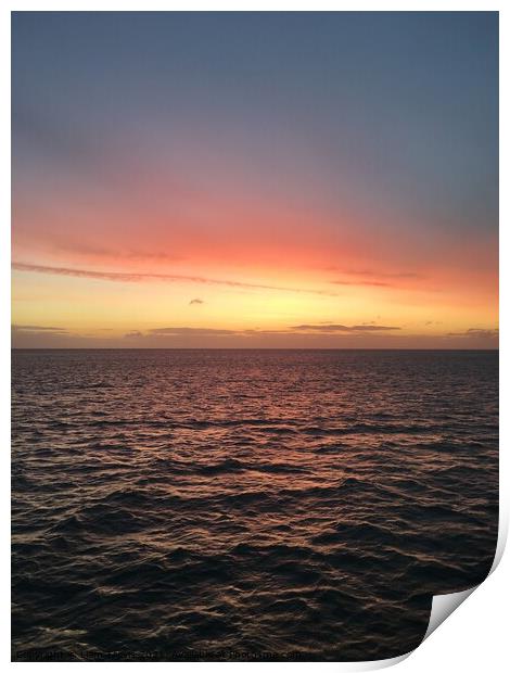 Sunrise at sea Print by Liam Trevis
