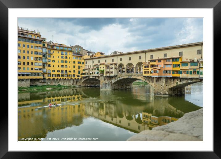 Rowing under the Ponte Vecchio  Framed Mounted Print by Nick Hirst