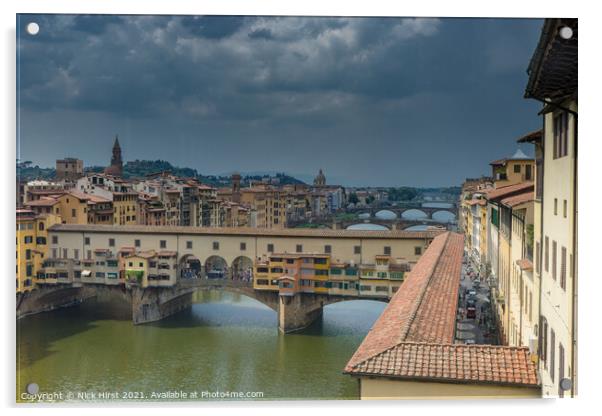 Ponte Vecchio under a Stormy Sky Acrylic by Nick Hirst