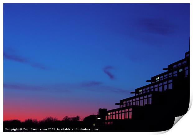 UEA Ziggurats, Evening Sunset Print by Paul Skennerton