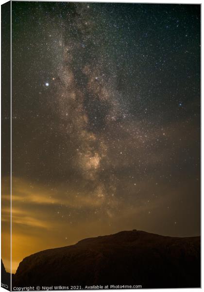 Milky Way over Scafell Pike Canvas Print by Nigel Wilkins