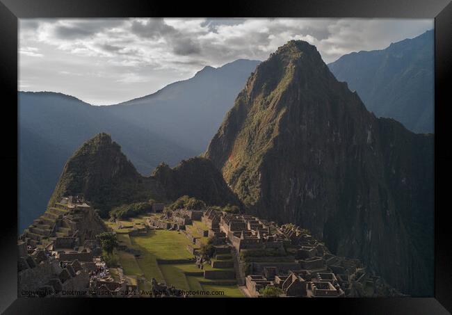 Machu Picchu Ruins in Peru Framed Print by Dietmar Rauscher
