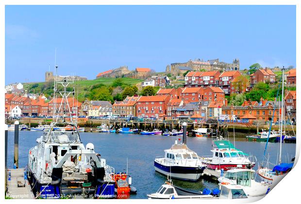 Whitby harbour, Yorkshire. Print by john hill
