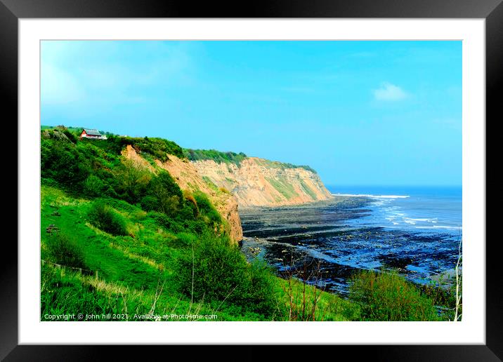 Coastline looking North from Robin Hoods bay Yorkshire. Framed Mounted Print by john hill