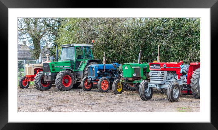 Collection of old tractors Framed Mounted Print by Cliff Kinch