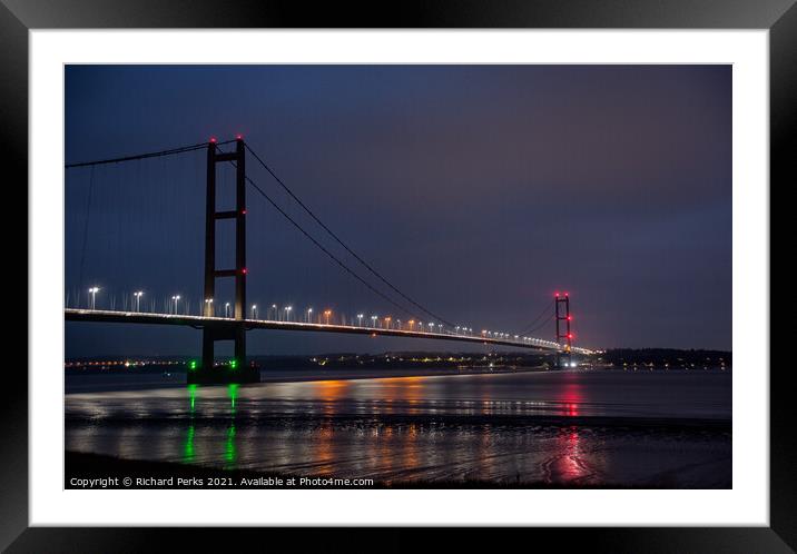 Humber Bridge Lights  Framed Mounted Print by Richard Perks