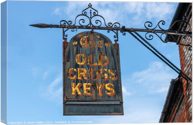 Pub sign for The Old Cross Keys  Canvas Print by Kevin Hellon