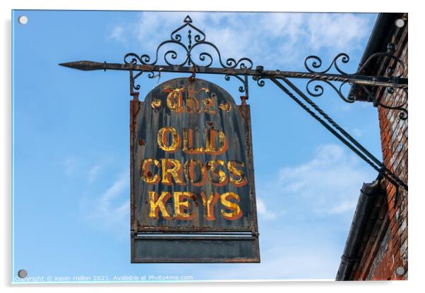 Pub sign for The Old Cross Keys  Acrylic by Kevin Hellon