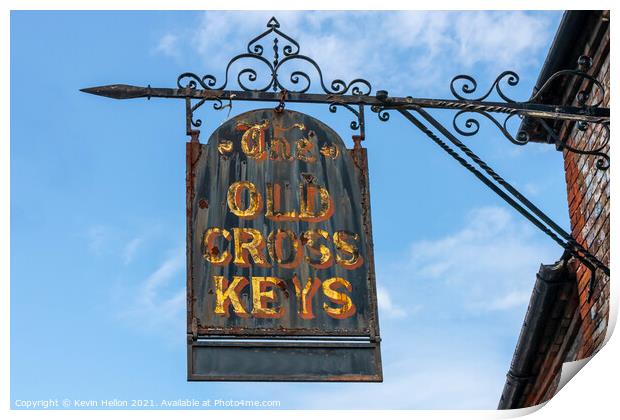 Pub sign for The Old Cross Keys  Print by Kevin Hellon