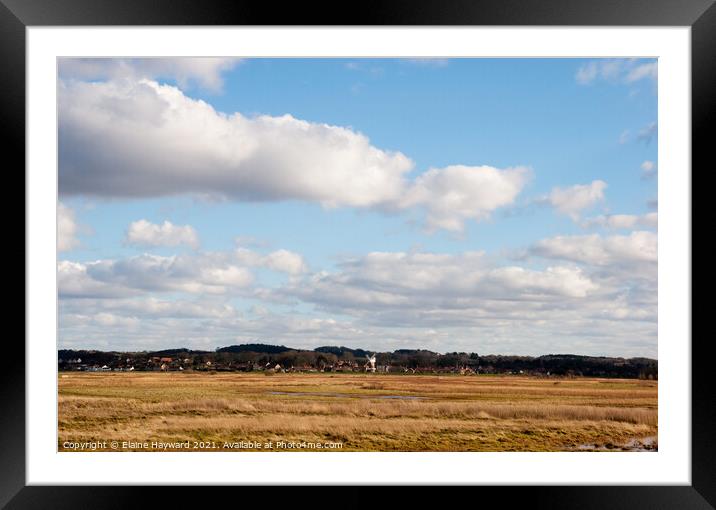 Norfolk sky looking towards Cley windmill Framed Mounted Print by Elaine Hayward