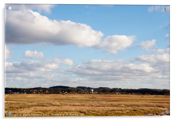 Norfolk sky looking towards Cley windmill Acrylic by Elaine Hayward