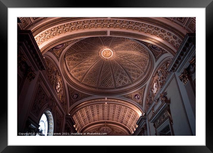 Golden decorated color Ceiling in a Italian museum in Florence Framed Mounted Print by Mihajlo Madzarevic