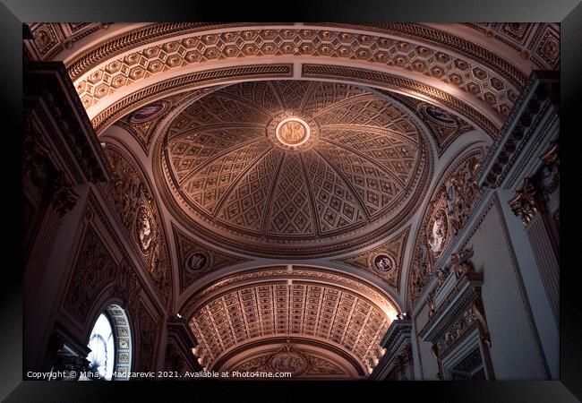 Golden decorated color Ceiling in a Italian museum in Florence Framed Print by Mihajlo Madzarevic