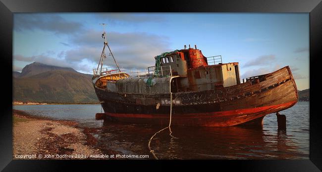 Corpach Wreck Framed Print by John Godfrey Photography