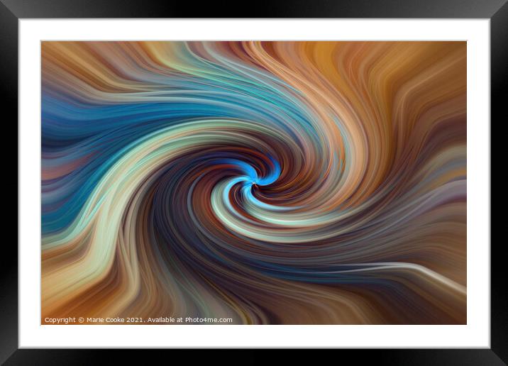 Blue swirl Framed Mounted Print by Marie Cooke