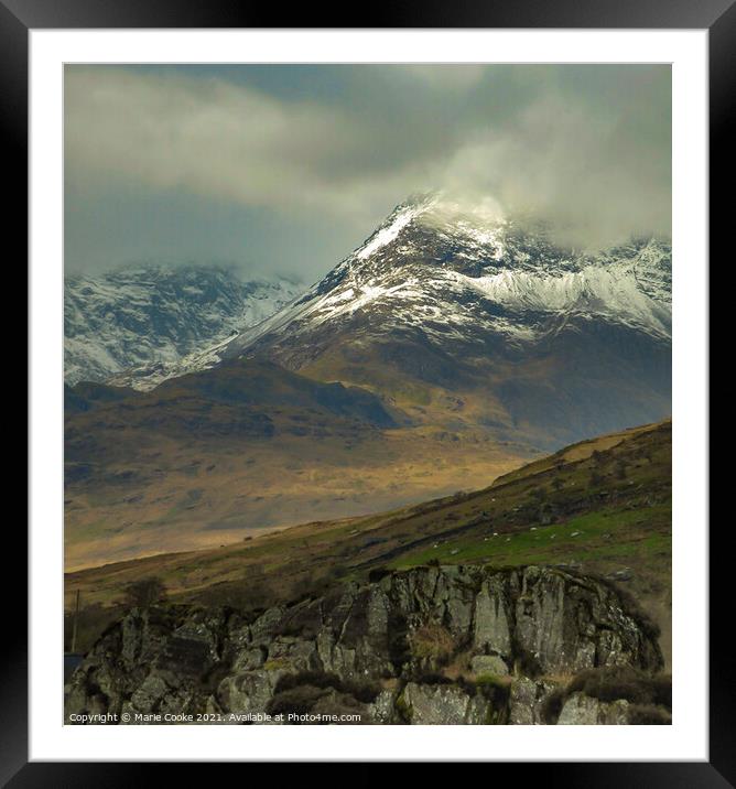 Sunlit Snowdon Framed Mounted Print by Marie Cooke
