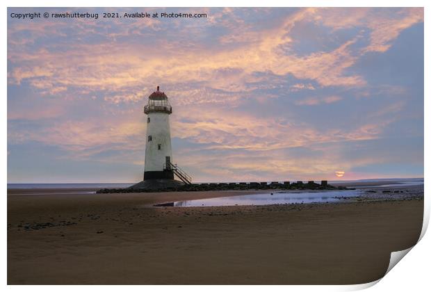 Sunrise at the Point of Ayr Lighthouse Print by rawshutterbug 