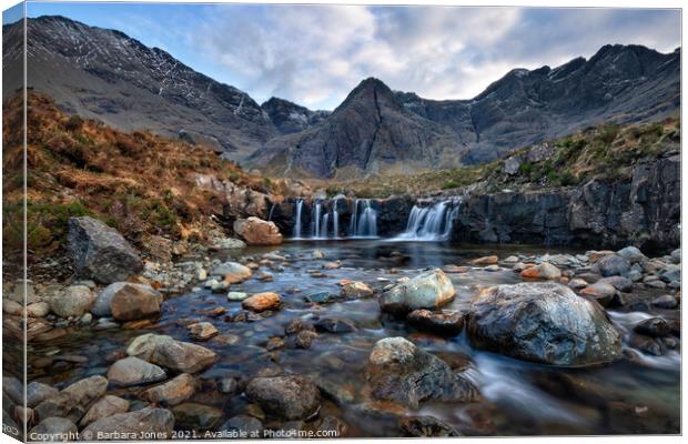 Fairy Pools Upper Falls Glen Brittle Skye Scotland Canvas Print by Barbara Jones