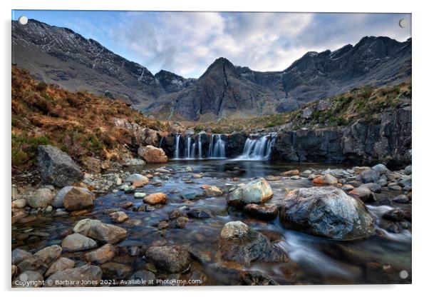 Fairy Pools Upper Falls Glen Brittle Skye Scotland Acrylic by Barbara Jones