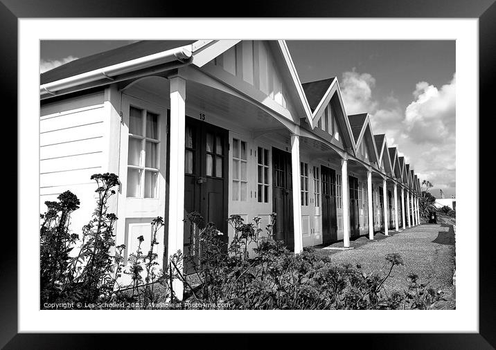 Beach huts  weymouth  Framed Mounted Print by Les Schofield