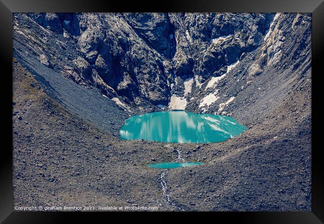Moraine Glacial Lake, Switzerland Framed Print by Graham Prentice