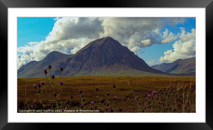 Buachaille Etive Mòr Wildflowers Framed Mounted Print by John Godfrey Photography