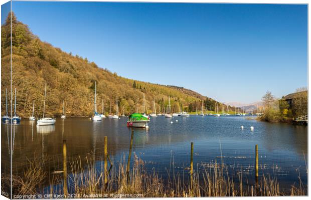 Lake Windermere from the ferry Canvas Print by Cliff Kinch