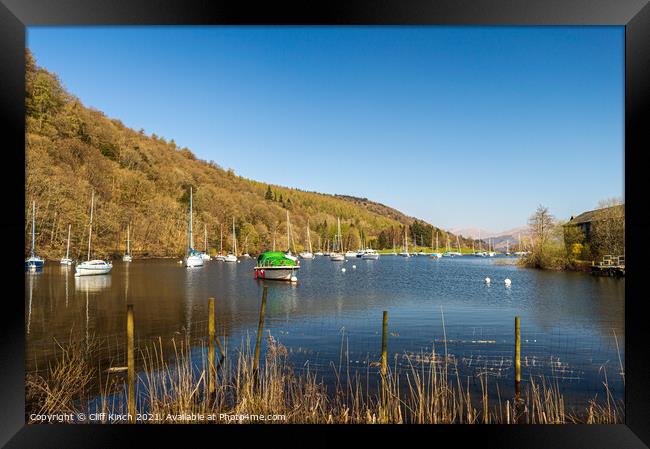 Lake Windermere from the ferry Framed Print by Cliff Kinch