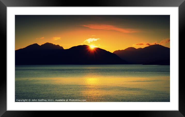 Two Lochs Sunset Framed Mounted Print by John Godfrey Photography