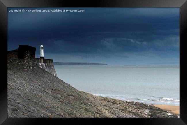 Porthcawl Lighthouse South Wales Coast  Framed Print by Nick Jenkins