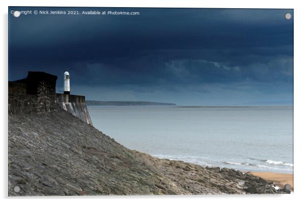 Porthcawl Lighthouse South Wales Coast  Acrylic by Nick Jenkins