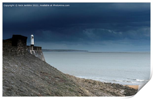 Porthcawl Lighthouse South Wales Coast  Print by Nick Jenkins