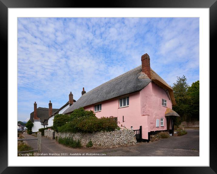 Otterton Pink Thatched Cottage, Devon Framed Mounted Print by Graham Prentice