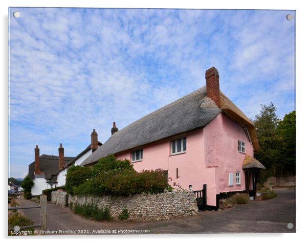 Otterton Pink Thatched Cottage, Devon Acrylic by Graham Prentice