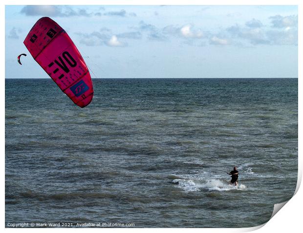 Watercolour Kite Surfer. Print by Mark Ward