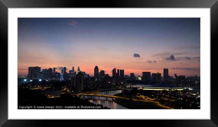 Singapore Skyline at Dusk Framed Mounted Print by Kasia Design