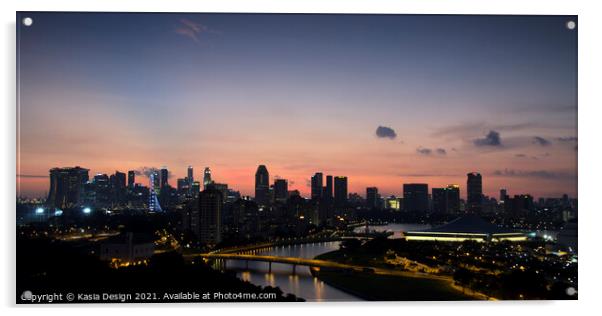 Singapore Skyline at Dusk Acrylic by Kasia Design