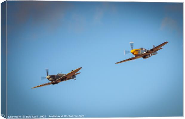 Spitfire and P-51 Mustang Canvas Print by Bob Kent