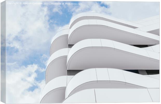 Modern building with terraces of simple lines and monochrome des Canvas Print by Joaquin Corbalan