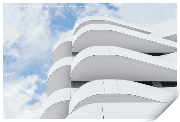 Modern building with terraces of simple lines and monochrome des Print by Joaquin Corbalan