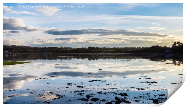 Seascape Cloud Reflections in Calm Sea Anglesey Print by Pearl Bucknall