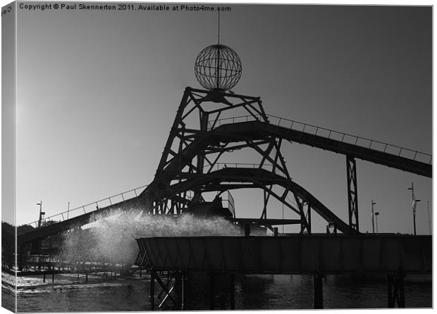 Log Flume Silhouette, Great Yarmouth Canvas Print by Paul Skennerton