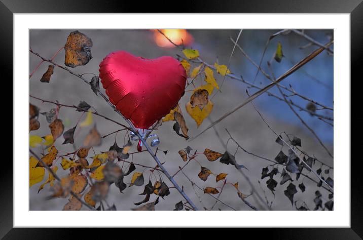 Red balloon heart Framed Mounted Print by Stan Lihai