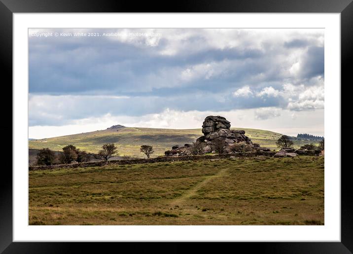 Dartmoor rock formation Framed Mounted Print by Kevin White