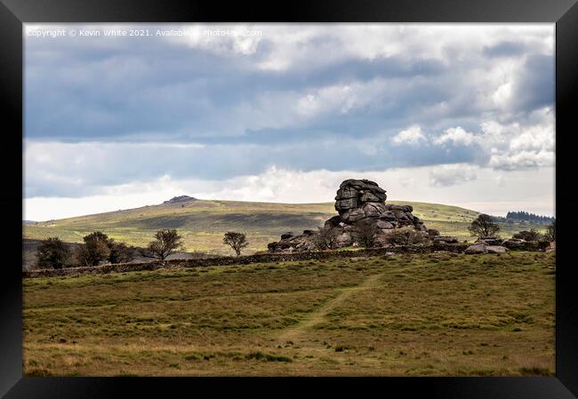 Dartmoor rock formation Framed Print by Kevin White